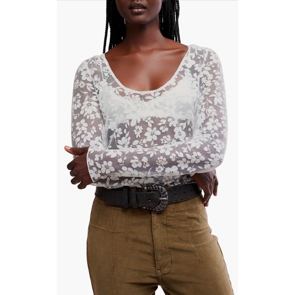 Early sunsets floral burnout y2k rave festival sheer top